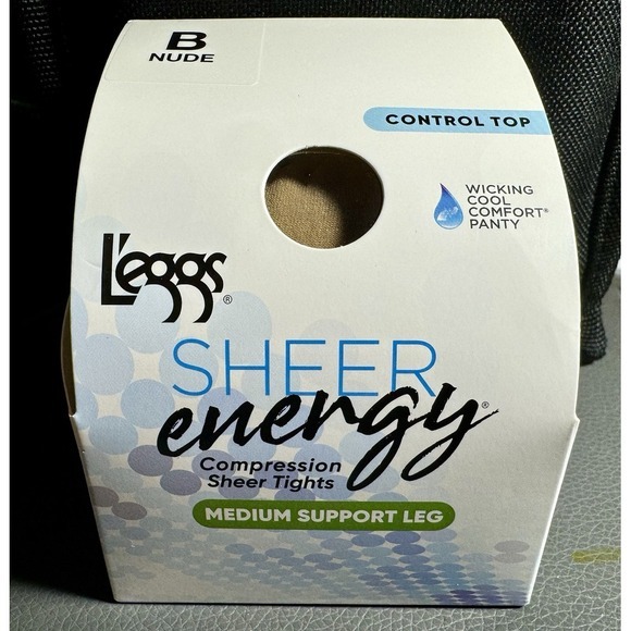 L'eggs Sheer Energy Med Support Leg Control Top Compression Sheer‎ Tights B Nude - Picture 1 of 5